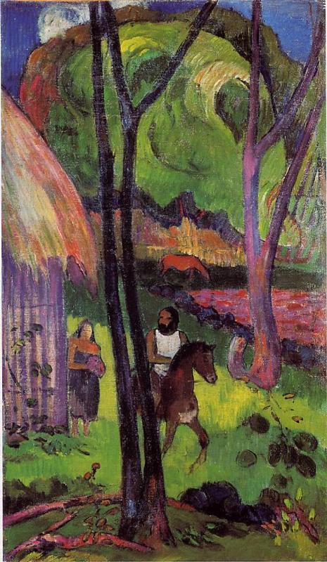 Cavalier devant la case - Paul Gauguin Painting